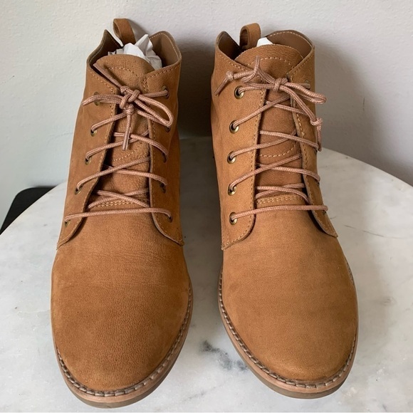 DIBA TRUE Leather booties chestnut Suede lace up chunky ankle boot 10 - Picture 9 of 16